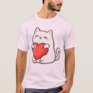 T-shirt Chat Adorable Tenant un Cœur