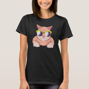 T-shirt Chat Agender Lgbt Non Binaire Drapeau Lunettes De