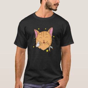 T-shirt Chat aime le poisson et la nourriture
