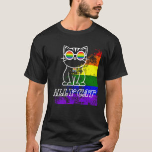 T-shirt Chat allié LGBT Soyez gentil Gay Arc-en-ciel LGBTQ