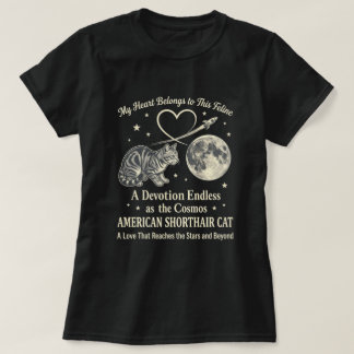 T-shirt Chat américain à poil court Art spatial cosmique