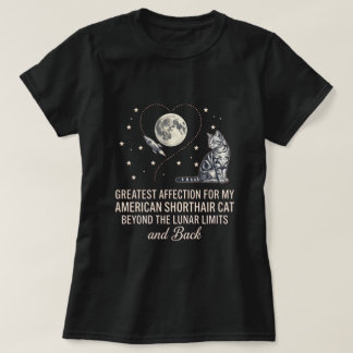 T-shirt Chat américain à poil court Moon & Stars Amour Art