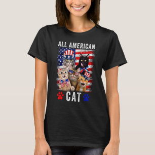 T-shirt Chat américain tout le 4 juillet  Merica Chat amér