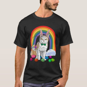 T-shirt Chat American Wirehair Lapins Œufs de Pâques