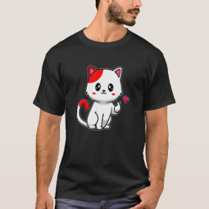 T-shirt chat amour avec coeur rouge