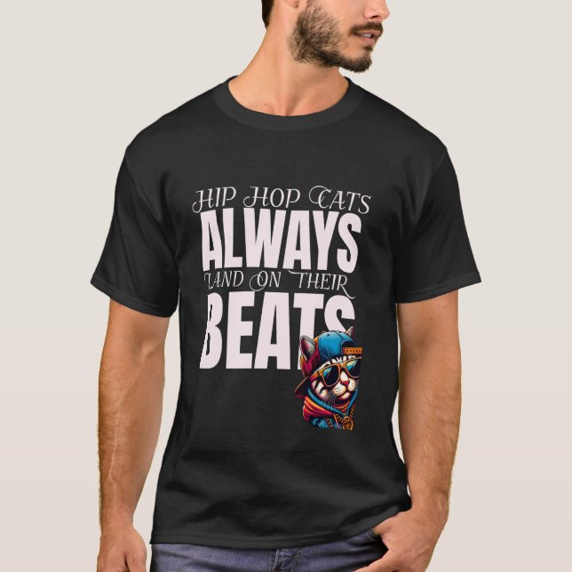 T-shirt Chat Amusant Chats Hip hop Toujours Atterrir Sur L (Devant)