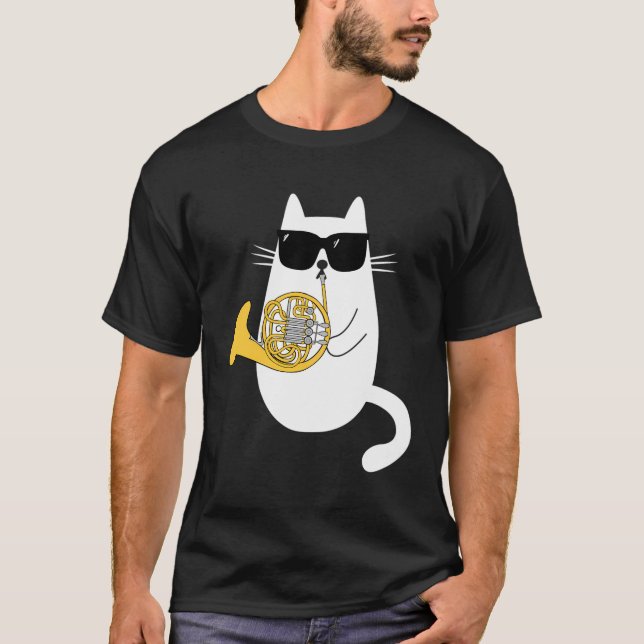 T-shirt Chat amusant Portant des lunettes de soleil Jouer  (Devant)