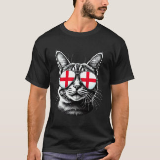 T-shirt Chat Anglais Lunettes de soleil Royaume-Uni Drapea