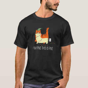 T-shirt Chat Anglé Dans Les Lumières De Noël Je Suis Bien
