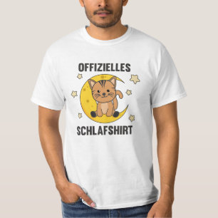 T-shirt Chat animal de lune Chat officiel de sommeil Chemi