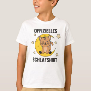 T-shirt Chat animal de lune Chat officiel de sommeil Chemi
