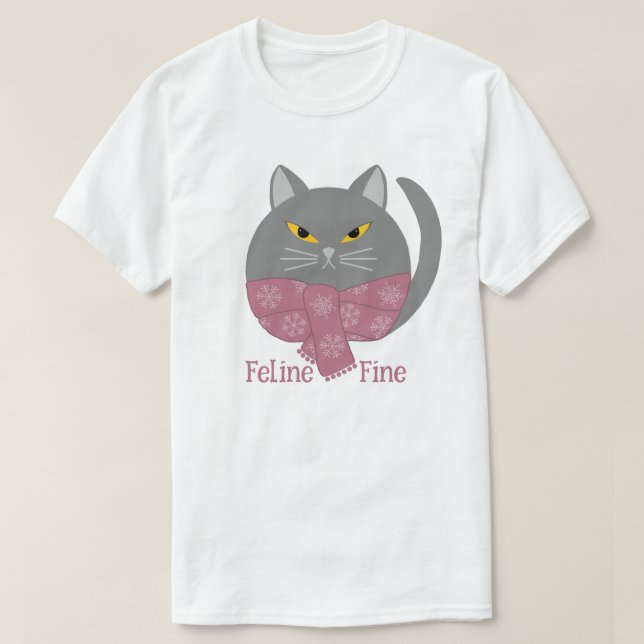 T-shirt chat animal mignon 'Feline Fine' (Design devant)