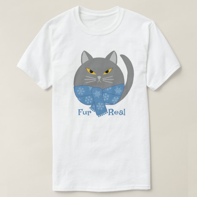 T-shirt chat animal mignon 'Fur Real' (Design devant)