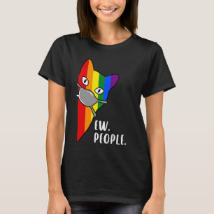 T-shirt Chat arc-en-ciel avec masque Ew Personnes Drôle Fi