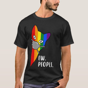 T-shirt Chat arc-en-ciel avec masque Ew Personnes Drôle Fi