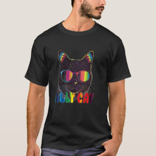 T-shirt Chat arc-en-ciel drôle allié LGBT Fierté gay