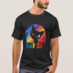 T-shirt Chat arc-en-ciel drôle allié LGBT Fierté gay homme