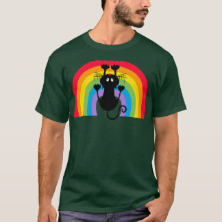 T-shirt chat arc-en-ciel drôle chat sur l'arc-en-ciel