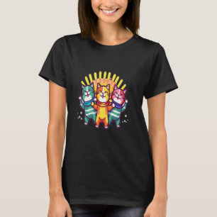 T-shirt Chat arc-en-ciel drôle de danse Festival d'été amu