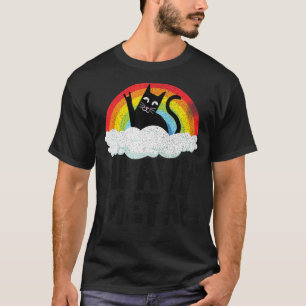 T-shirt Chat Arc-en-Ciel Rétro Enfants Goth Drôle Métal Lo