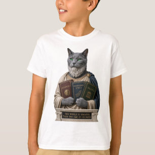 T-shirt Chat Aristote Bleu Russe