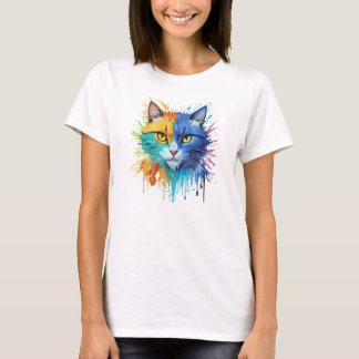 T-shirt Chat Art Peint