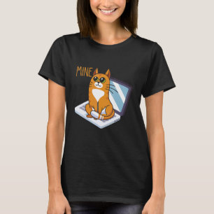T-shirt Chat assis sur ordinateur drôle kitty bureau à dom