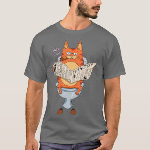 T-shirt Chat Assis Sur Toilettes Drôle Amoureux de les cha