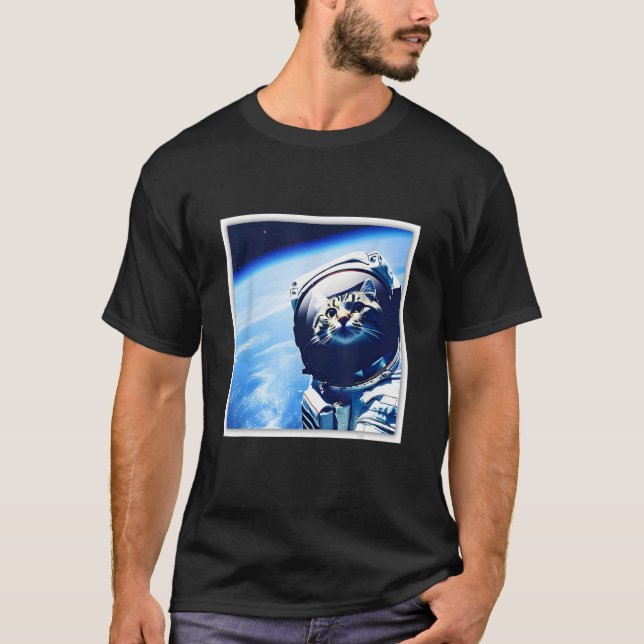 T-shirt chat astronaute spatial (Devant)