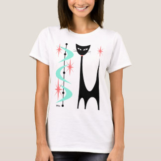 T-shirt Chat atomique du milieu du siècle avec Aqua Boomer