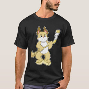 T-shirt Chat au hockey sur glace avec bâton de hockey sur 