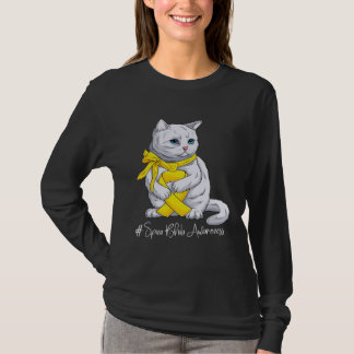 T-shirt Chat au ruban jaune du Mois de sensibilisation à l