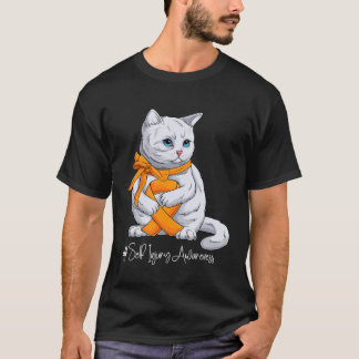 T-shirt Chat au ruban orange du Mois de la sensibilisation