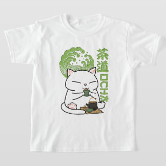 T-shirt Chat au thé vert Matcha