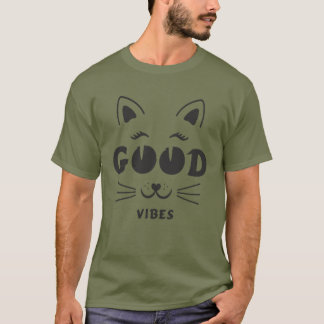 T-shirt Chat aux bonnes ondes moderne - Typographie féline