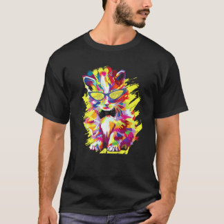 T-shirt Chat aux couleurs Pop Coloré Miaou Tendance