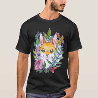 T-shirt Chat aux fleurs d'été
