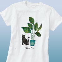 Chat avec aquarelle Plante pointillé Personnalisé