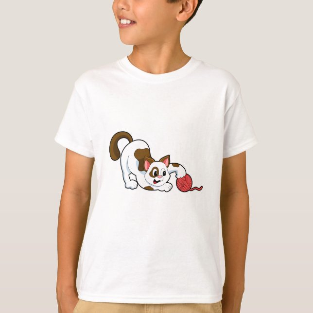 T-shirt Chat avec balle de laine (Devant)