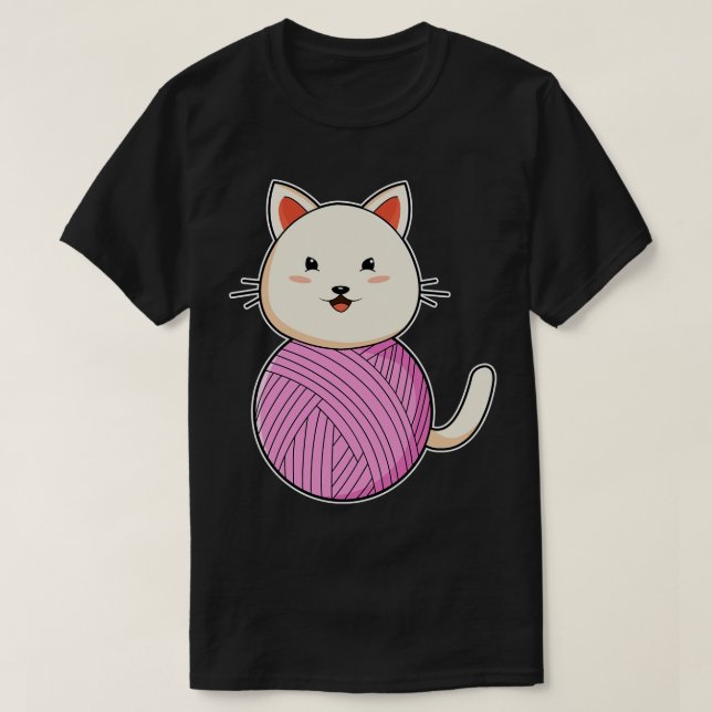 T-shirt Chat avec Boule de laine 1 (Design devant)
