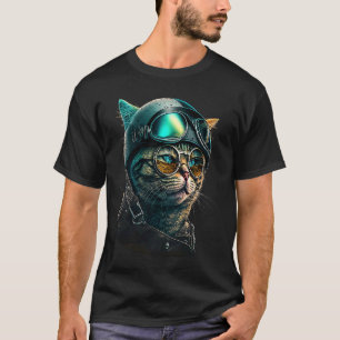 T-shirt Chat avec casque de motard Chats