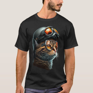 T-shirt Chat avec casque de motard Chats 2