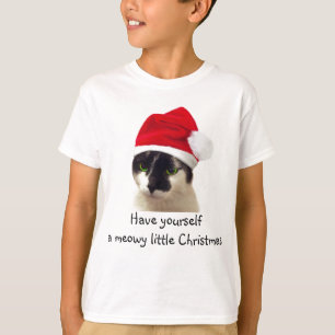 T-shirt Chat avec Casquette Père Noël
