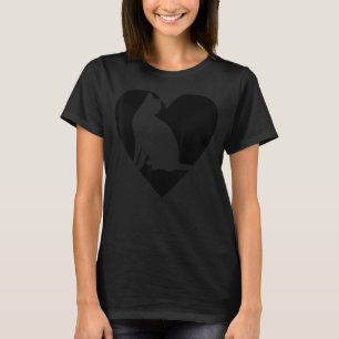 T-shirt Chat avec coeur Animal Noir Amusant