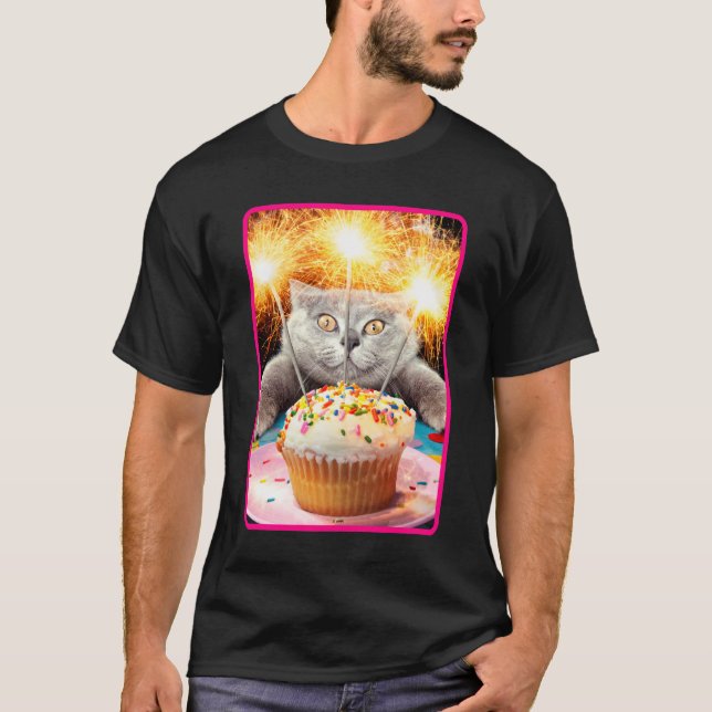 T-shirt Chat Avec Cupcake Sparkler (Devant)