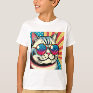T-shirt Chat avec des lunettes