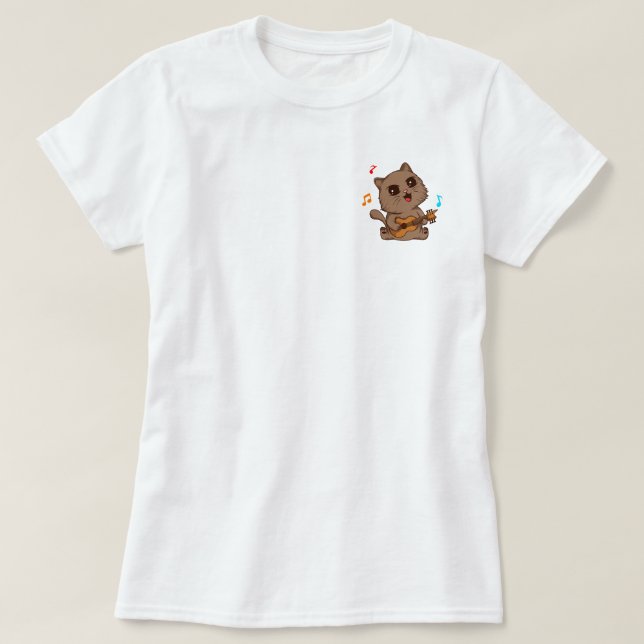 T-shirt Chat avec guitare (Design devant)