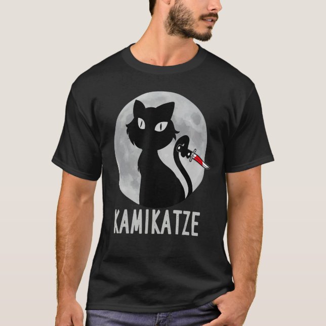 T-shirt Chat avec la lune de couteau Chat Cami Chat (Devant)