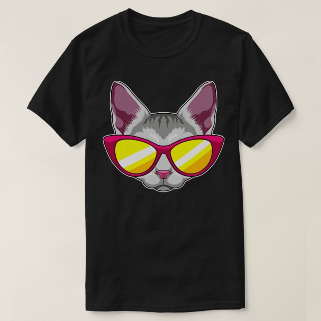 T-shirt Chat avec lunettes de soleil 2 (Design devant)
