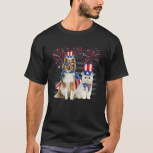 T-shirt Chat Avec Lunettes De Soleil Shetland Sheepdog Dra